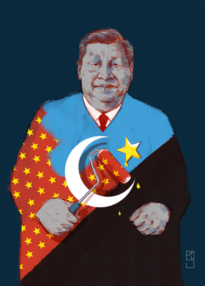 Portrait du président chinois au sujet du système d'oppression des minorités Ouïgours au Xinjiang