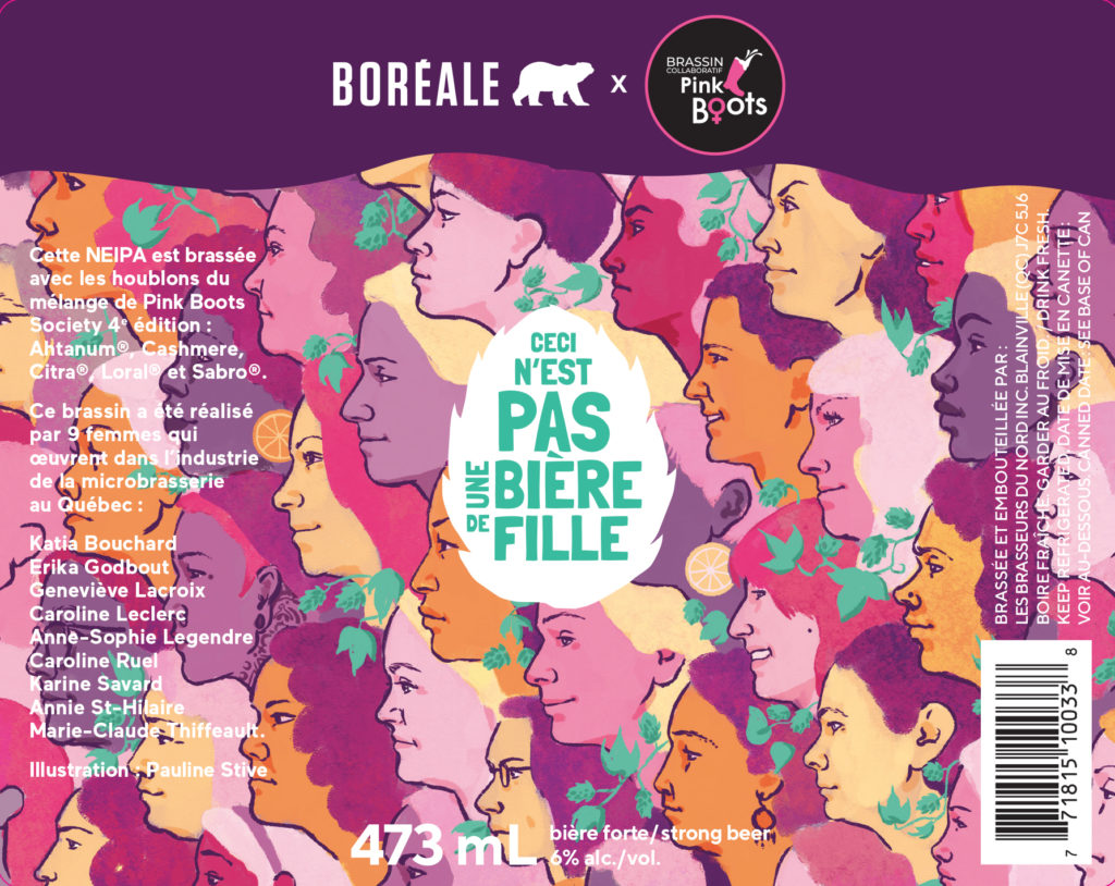 Étiquette pour une bière de Boréale en collaboration avec 10 femmes du milieu brassicole du Québec